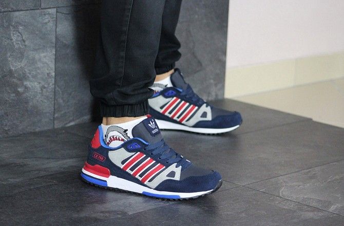 Мужские кроссовки темно синие с красным ZX 750 8350 Мелитополь - изображение 1