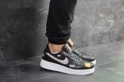 Мужские кроссовки черно - белые Nike Air Force 1 Just Do It 8068 Мелитополь