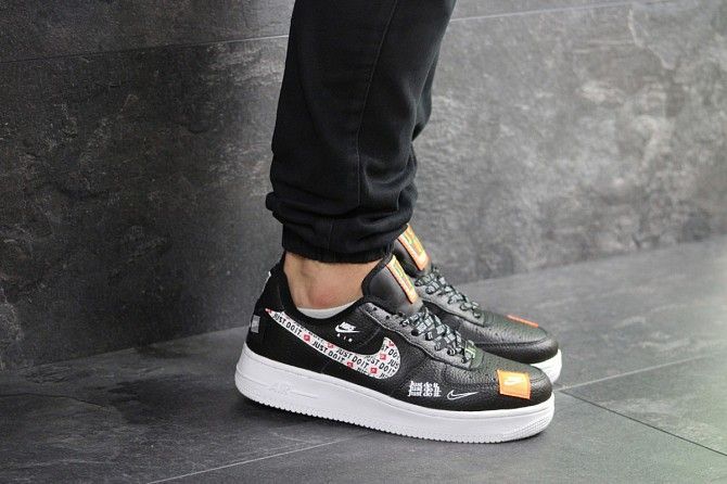 Мужские кроссовки черно - белые Nike Air Force 1 Just Do It 8068 Мелитополь - изображение 1