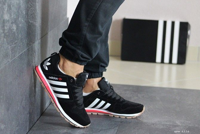 Мужские кроссовки черно- белые Adidas 8216 Мелитополь - изображение 1