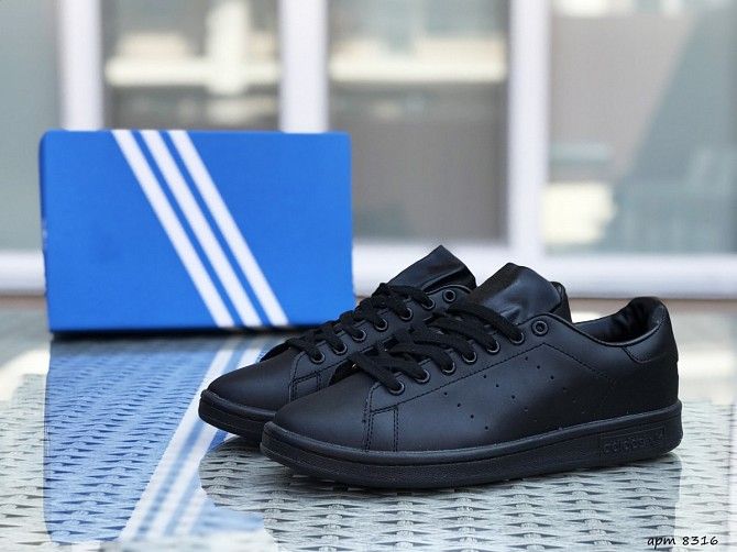 Мужские кроссовки черные Adidas Stan Smith 8316 Мелитополь - изображение 1