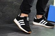 Мужские кроссовки черные с белым Adidas Iniki 7301 Мелитополь