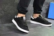 Мужские кроссовки черные с белым Stan Smith 7176 Мелитополь