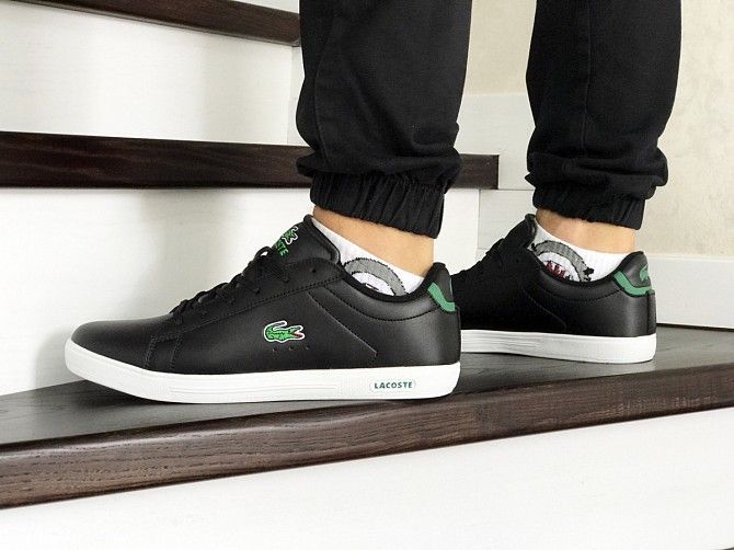 Мужские кроссовки черные с белым Lacoste 8518 Мелитополь - изображение 1