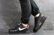 Мужские кроссовки черные с белым Nike Air Force 1 8094 Мелитополь