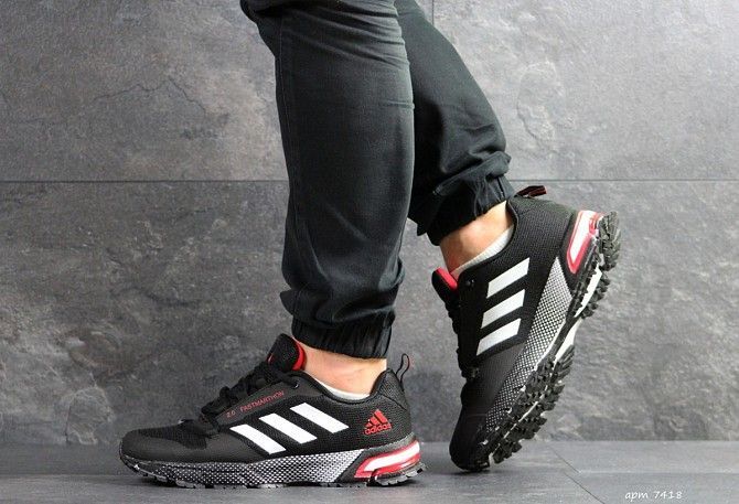 Мужские кроссовки черные с красным Adidas Fast Marathon 2.0 7418 Мелитополь - изображение 1