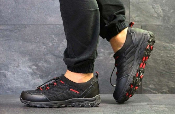 Мужские кроссовки черные с красным Merrell 6538 Мелитополь - изображение 1