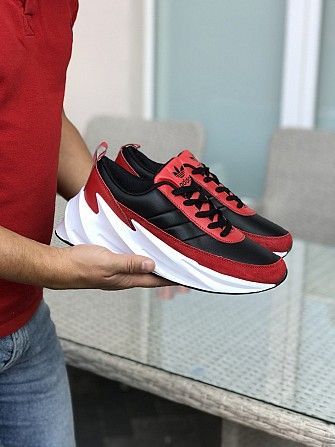Мужские кроссовки черные с красным и белым Adidas Sharks 8293 Мелитополь - изображение 1