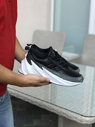 Мужские кроссовки черные с серым и белым Adidas Sharks 8292 Мелитополь - изображение 1
