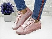 Женские велюровые розовые кеды с камнями 1015 Мелитополь