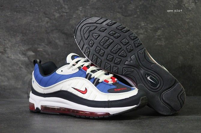 Кроссовки мужские белые с синим Air Max 98 x Supreme 6169 Мелитополь - изображение 1
