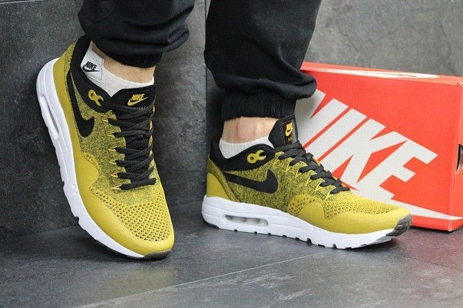 Кроссовки мужские рыжие Air Max 1 Flyknit 4969 Мелитополь - изображение 1