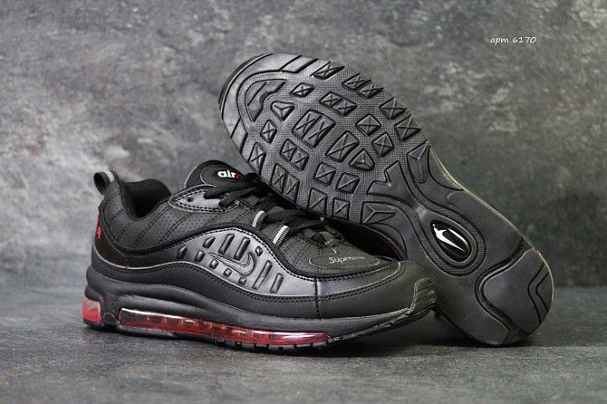 Кроссовки мужские черно-красные Air Max 98 x Supreme 6170 Мелитополь - изображение 1
