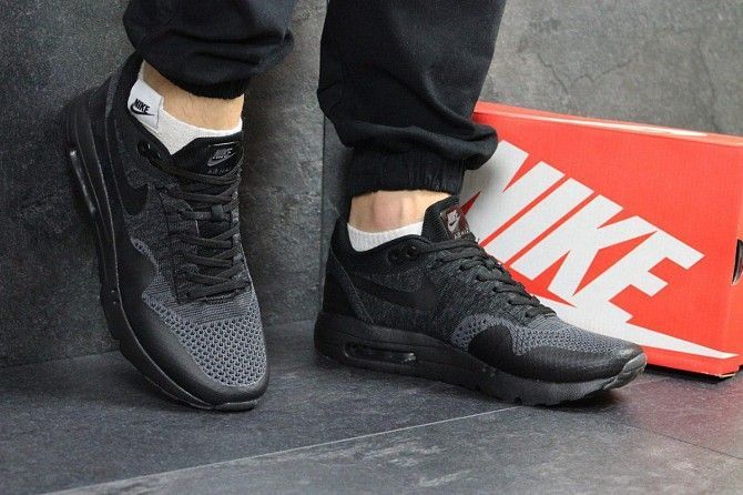 Кроссовки мужские черные Air Max 1 Flyknit 4972 Мелитополь - изображение 1