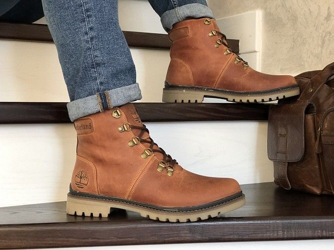 Мужские зимние ботинки кирпичные Timberland 8766 Мелитополь - изображение 1