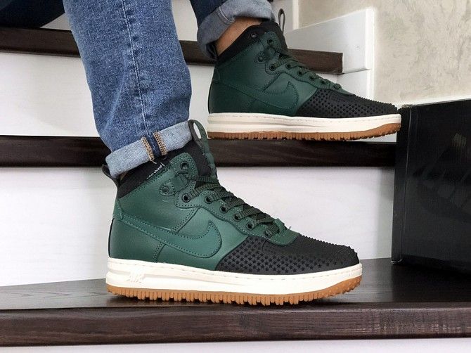 Мужские кроссовки зеленые с черным Lunar Force 1 Duckboot 8785 Мелитополь - изображение 1