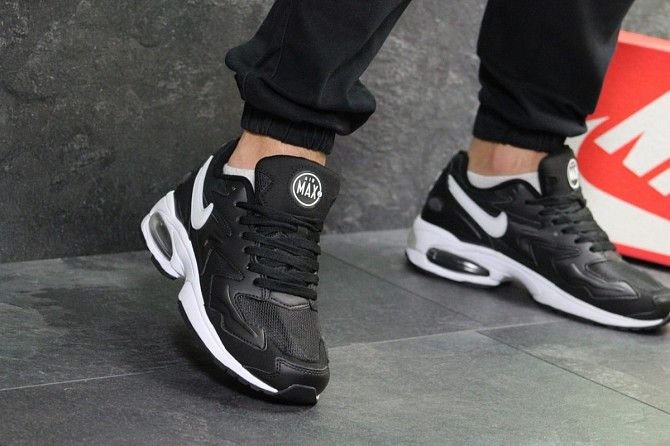 Мужские кроссовки черные с белым Air Max 2 Light 7050 Мелитополь - изображение 1
