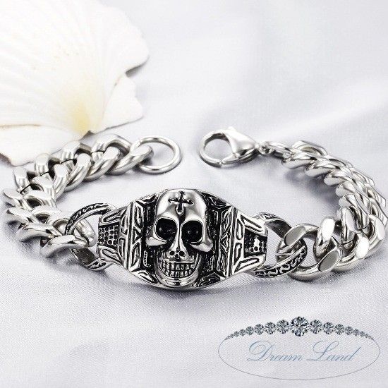 Мужской браслет из нержавеющей медицинской стали «Face skull» Червоноград - изображение 1