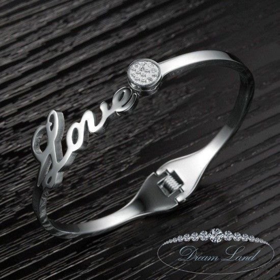 Женский браслет из нержавеющей медицинской стали “Love с камнями” Червоноград - изображение 1