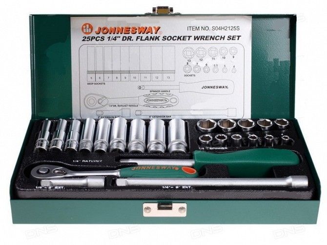 Набор торцевых головок JONNESWAY S04H2125S 1/4" 4-13мм (25 пред) Винница - изображение 1