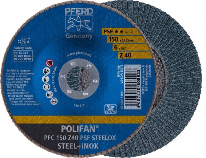 Круг шлифовальный Pferd 150*22 Z40 лепестковый Винница - изображение 1