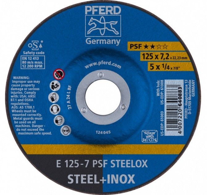 Круг зачистной Pferd 125x7,2x22 нержавеющая сталь Винница - изображение 1