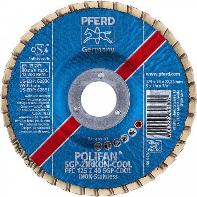 Круг шлифовальный Pferd 125*22 Z40 SGP-COOL лепестковый Винница - изображение 1