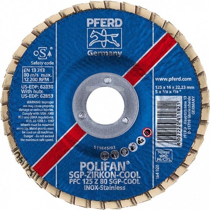 Круг шлифовальный Pferd 125*22 Z80 SGP-COOL лепестковый Винница - изображение 1