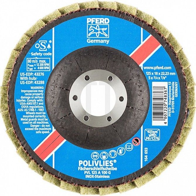 Круг шлифовальный Pferd PVL 125 A 100 G лепестковый пористый Винница - изображение 1