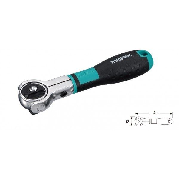 Трещотка для головок Whirlpower 16142-10 шарнирная 1/2", 168 мм, 72 зуба Винница - изображение 1