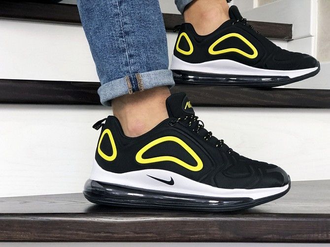 Мужские кроссовки черные с белым и желтым Air Max 720 8928 Мелитополь - изображение 1