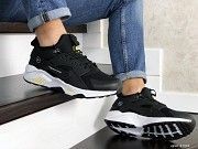 Мужские кроссовки черные с белым и желтым Huarache Fragment Design 8954 Мелитополь