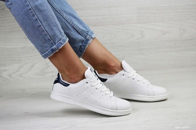 Женские кеды белые с черным Adidas Stan Smith 8059 Мелитополь - изображение 1