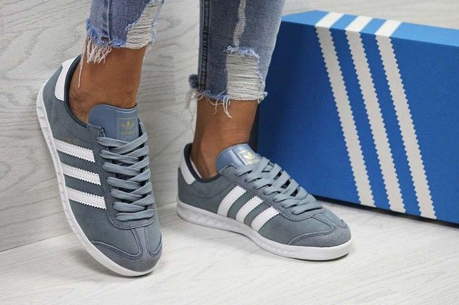 Кроссовки женские темно голубые Adidas Hamburg 6025 Мелитополь - изображение 1