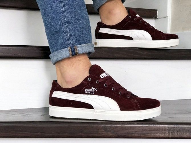 Мужские кроссовки Suede бордовые 9011 Мелитополь - изображение 1