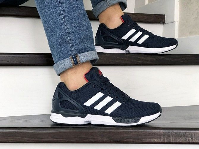 Мужские кроссовки темно синие с белым и черным Zx Flux 9062 Мелитополь - изображение 1