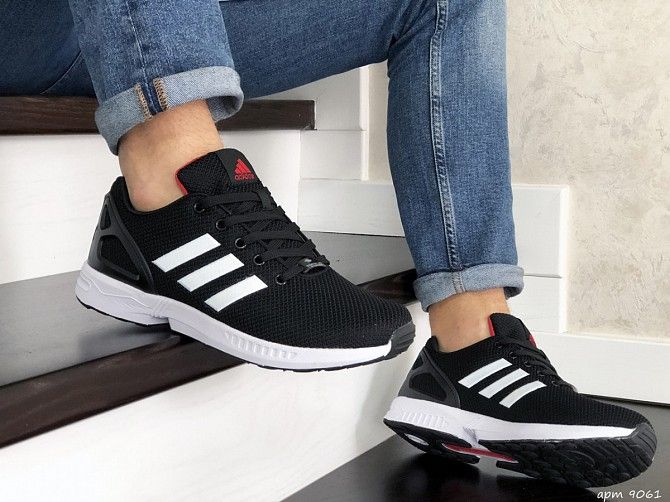 Мужские кроссовки черные с белым Zx Flux 9061 Мелитополь - изображение 1