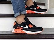 Мужские кроссовки черные с белым и оранжевым Air Max 90 9054 Мелитополь