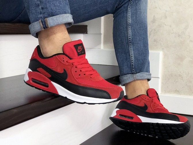 Мужские кроссовки черные с красным Air Max 90 9056 Мелитополь - изображение 1