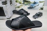 Мужские шлепанцы кожаные летние черные Bonis Original 47 Мелитополь