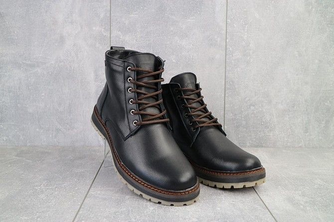Мужские ботинки кожаные зимние черные Multi-shoes Valter Мелитополь - изображение 1