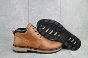 Мужские ботинки кожаные зимние рыжие Yuves 781 Мелитополь