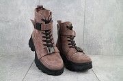 Женские ботинки замшевые зимние бежевые Mkrafvt C249 Мелитополь