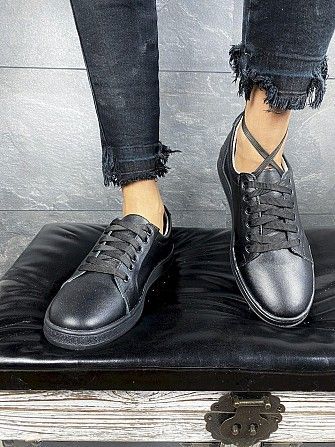 Женские кеды кожаные весна/осень черные Yuves 590 black edition Мелитополь - изображение 1