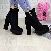 Женские ботильоны на каблуке Leah черные 1268 (37 размер) Мелитополь