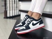 Женские кроссовки белые с темно синим и красным Air Jordan 1 Low 9161 Мелитополь