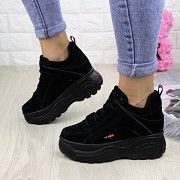 Кроссовки женские на танкетке Nikki черные 1251 (38 размер) Мелитополь