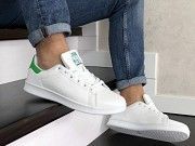 Мужские кеды белые с зеленым Stan Smith 9074 Мелитополь