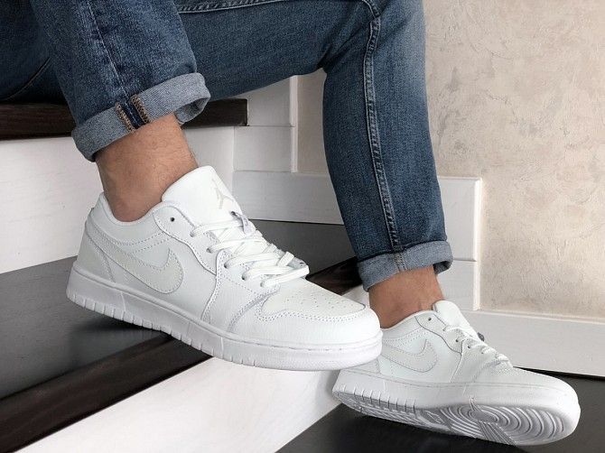 Мужские кроссовки белые Air Jordan 1 Low 9157 Мелитополь - изображение 1