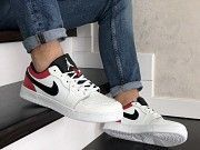 Мужские кроссовки белые с красным Air Jordan 1 Low 9154 Мелитополь